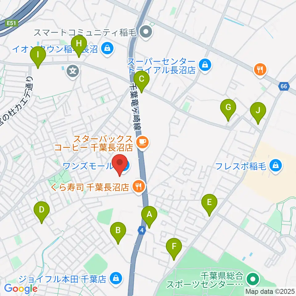 ワンズモールセンター ヤマハミュージック周辺のコンビニエンスストア一覧地図