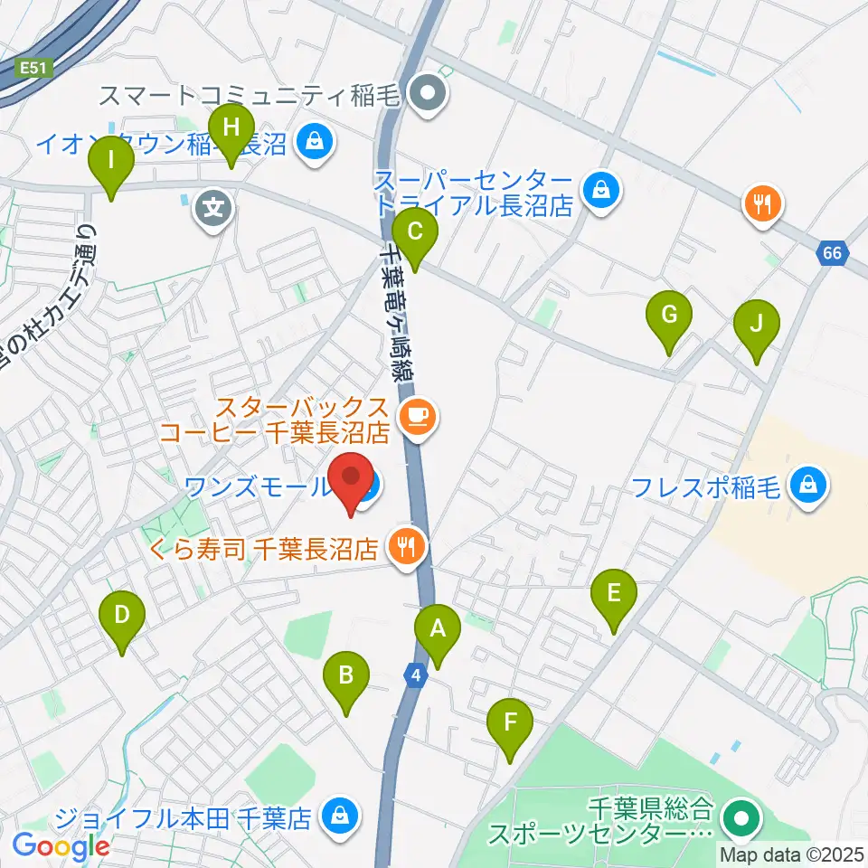 ワンズモールセンター ヤマハミュージック周辺のコンビニエンスストア一覧地図