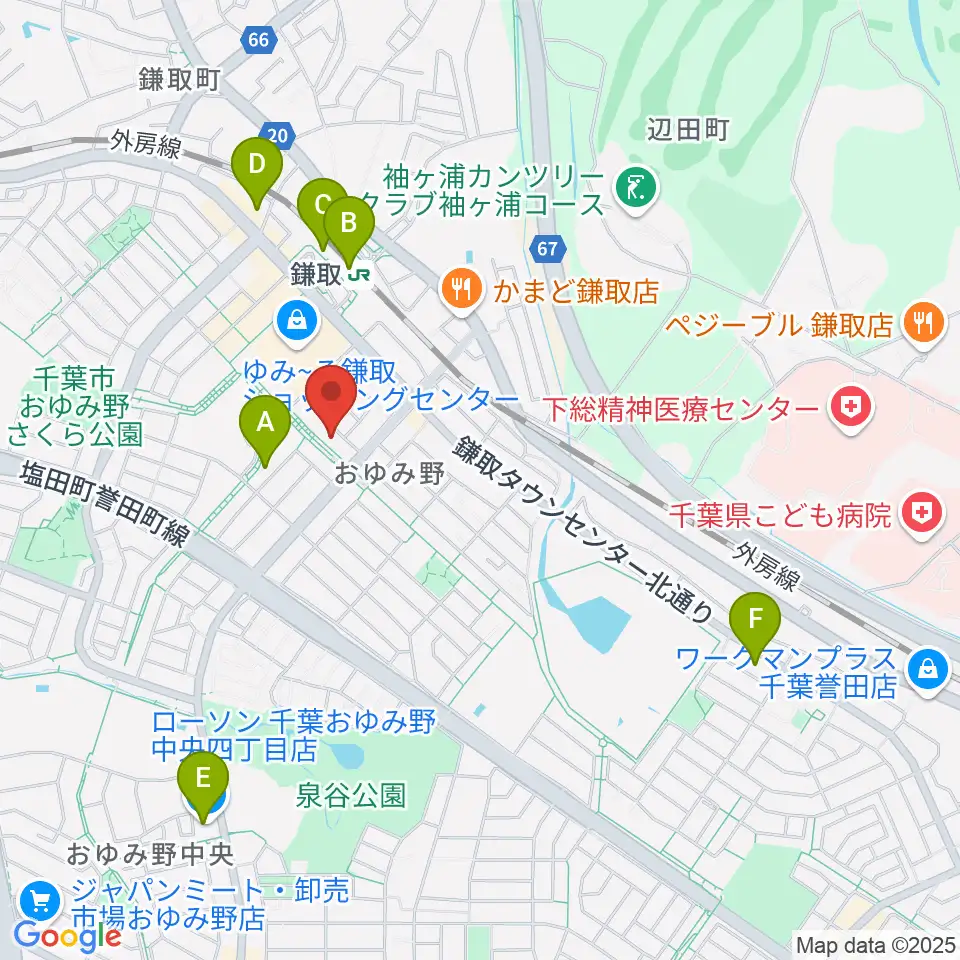 ユニスタイル鎌取 ヤマハミュージック周辺のコンビニエンスストア一覧地図