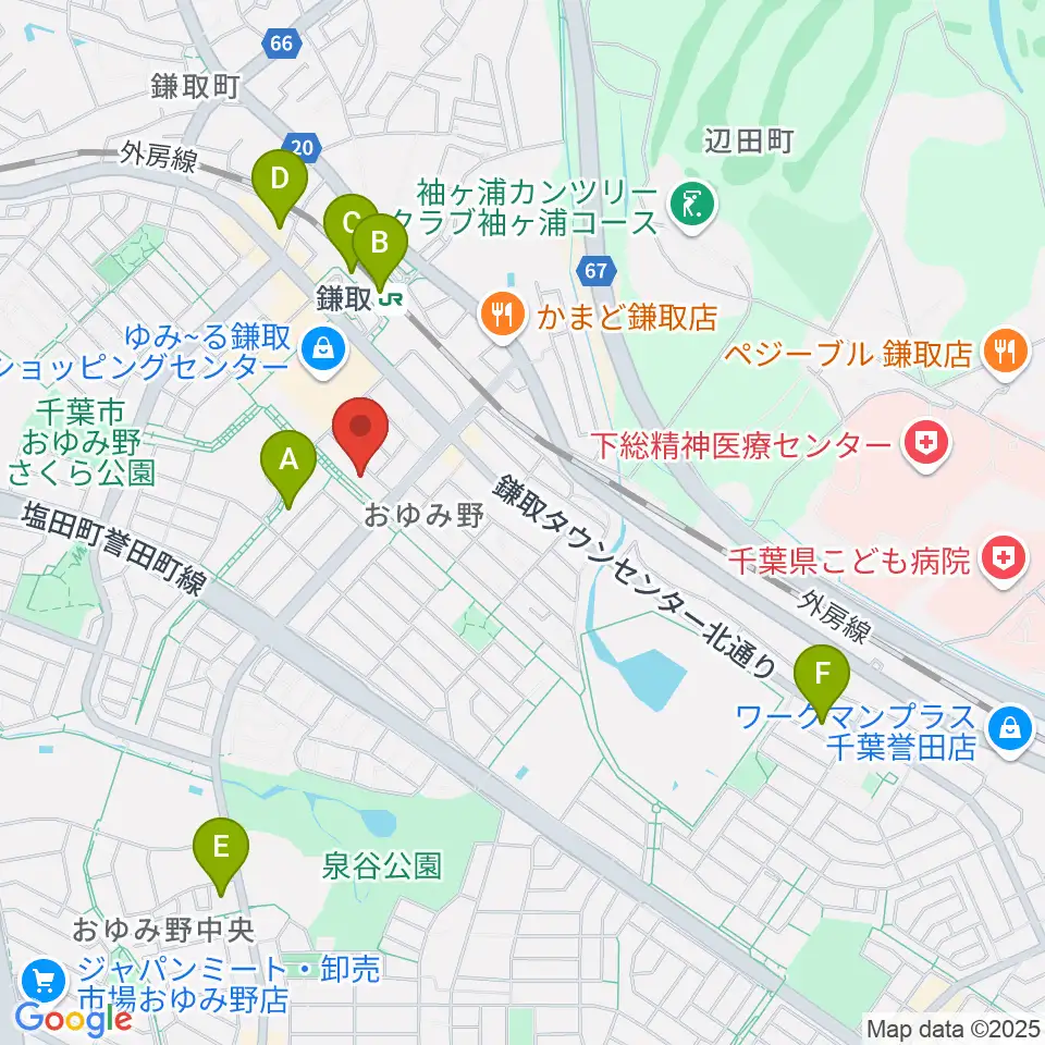 ユニスタイル鎌取 ヤマハミュージック周辺のコンビニエンスストア一覧地図
