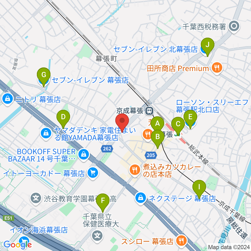 幕張センター ヤマハミュージック周辺のコンビニエンスストア一覧地図