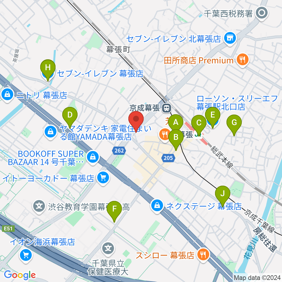 幕張センター ヤマハミュージック周辺のコンビニエンスストア一覧地図