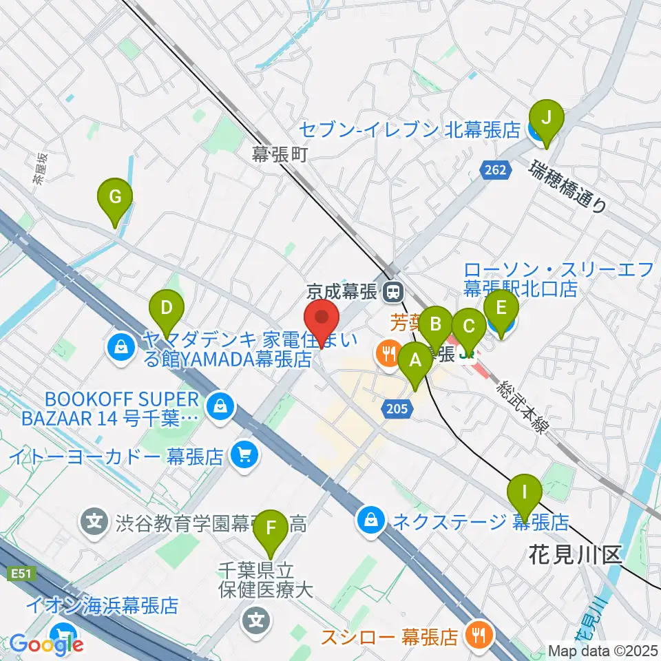 幕張センター ヤマハミュージック周辺のコンビニエンスストア一覧地図