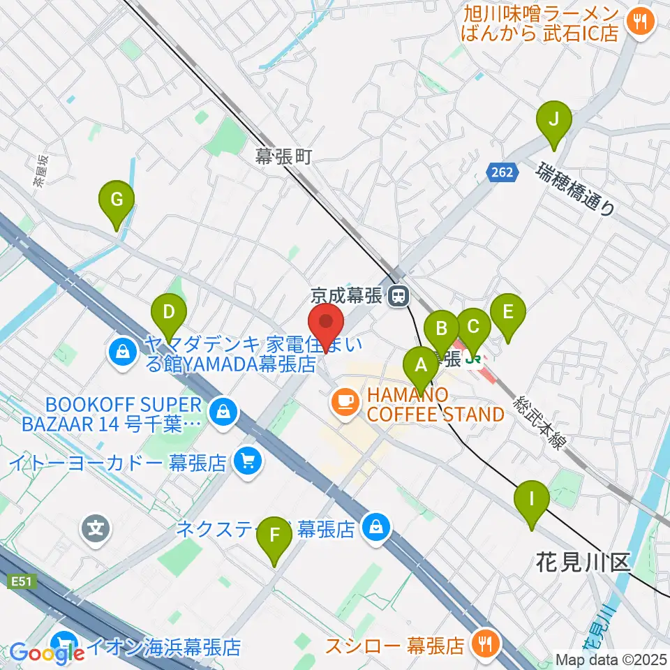 幕張センター ヤマハミュージック周辺のコンビニエンスストア一覧地図