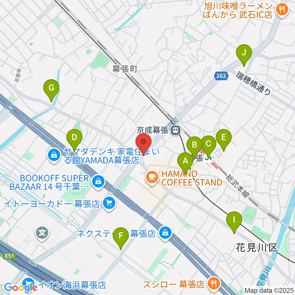 幕張センター ヤマハミュージック周辺のコンビニエンスストア一覧地図