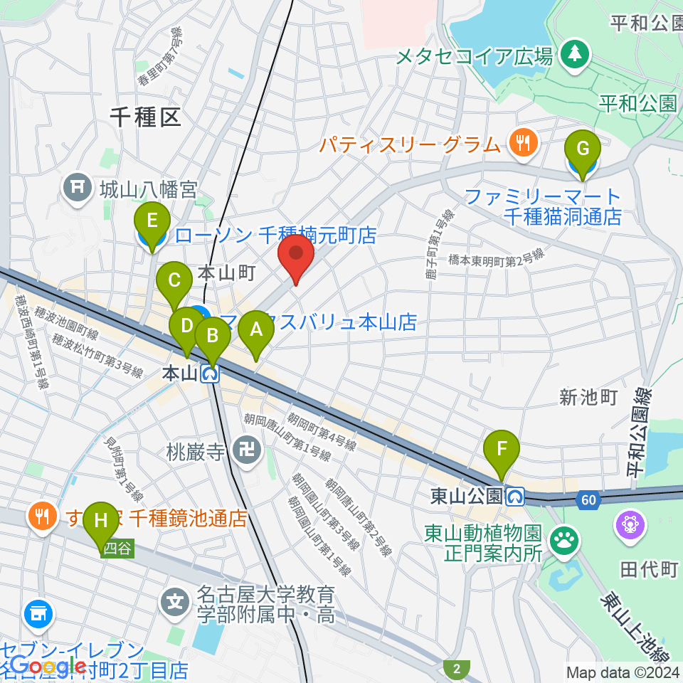 RMSおかだ音楽教室周辺のコンビニエンスストア一覧地図