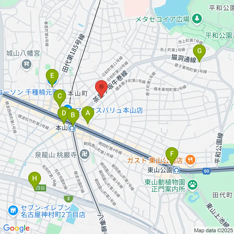RMSおかだ音楽教室周辺のコンビニエンスストア一覧地図
