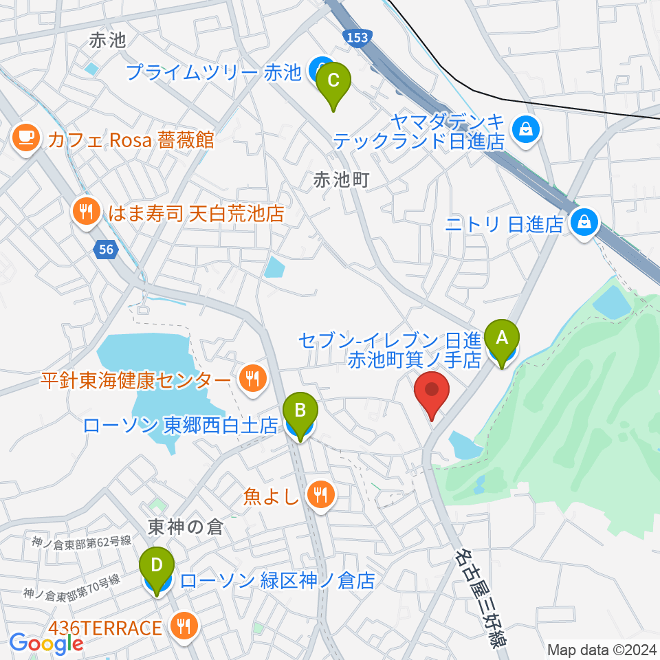 ポワンポワンスタジオ日進校周辺のコンビニエンスストア一覧地図