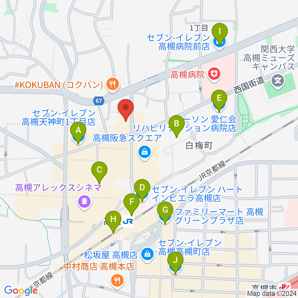 MUSIC SQUARE 1624 TENJIN周辺のコンビニエンスストア一覧地図