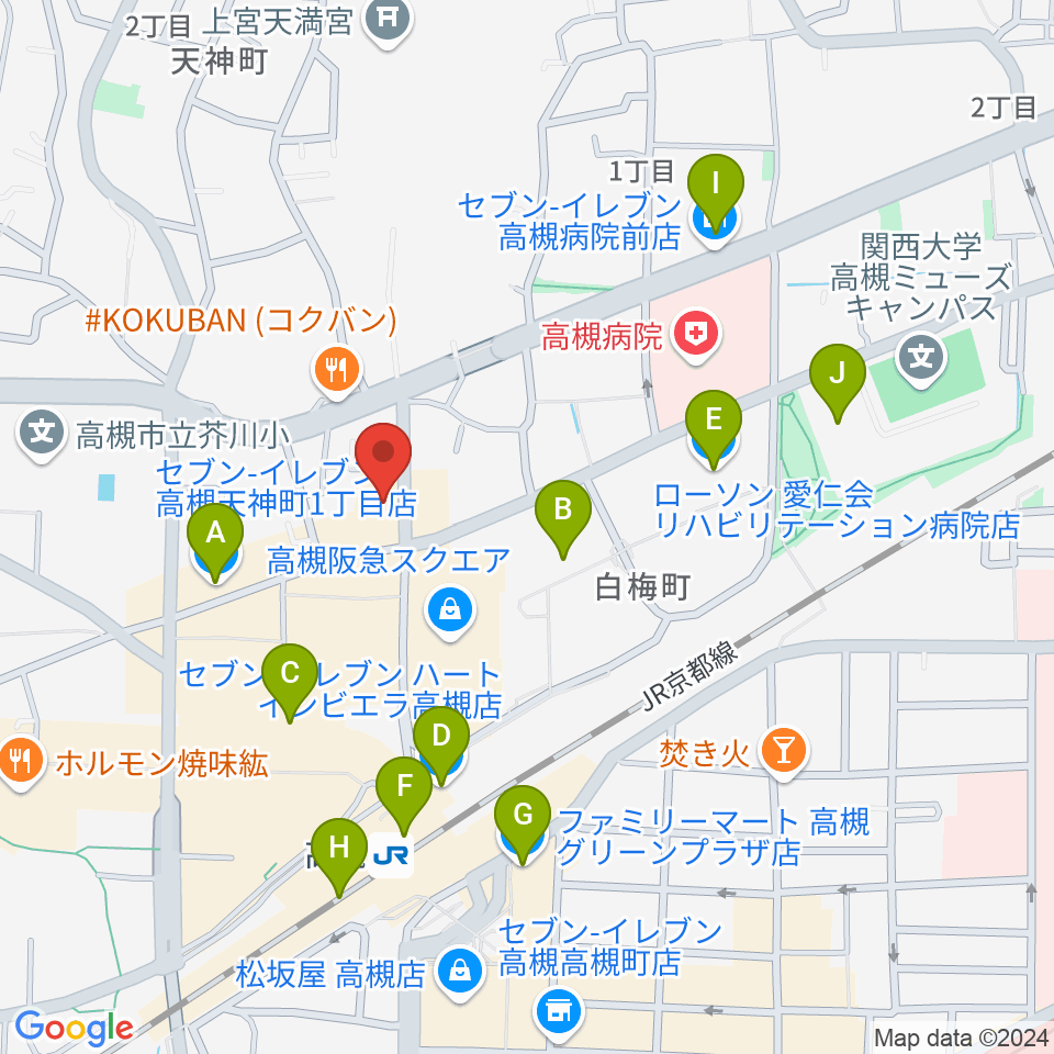 MUSIC SQUARE 1624 TENJIN周辺のコンビニエンスストア一覧地図