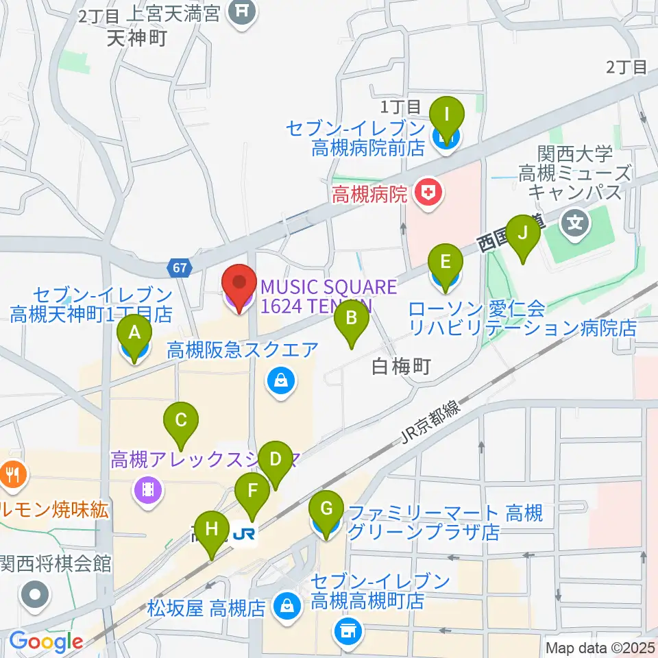 MUSIC SQUARE 1624 TENJIN周辺のコンビニエンスストア一覧地図