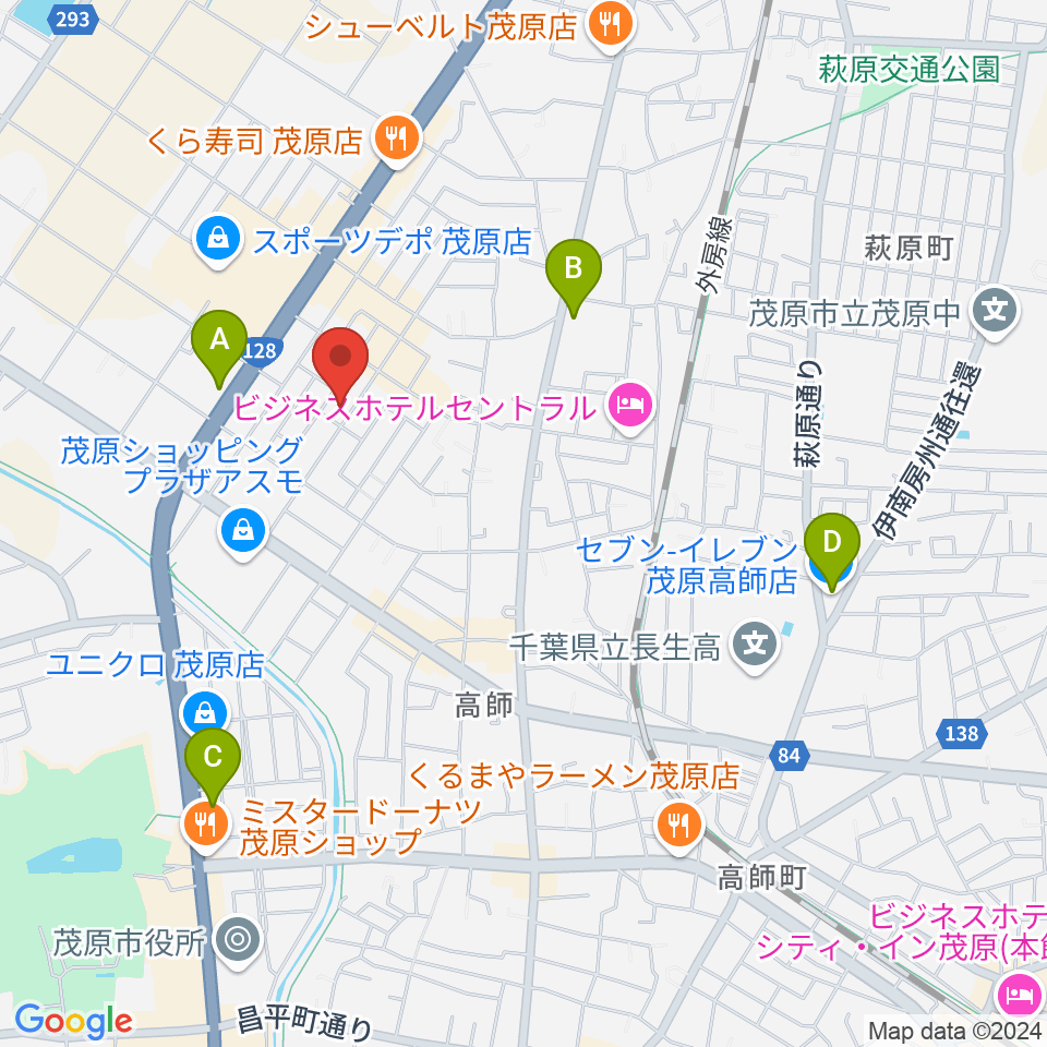 ユニスタイル茂原 ヤマハミュージック周辺のコンビニエンスストア一覧地図