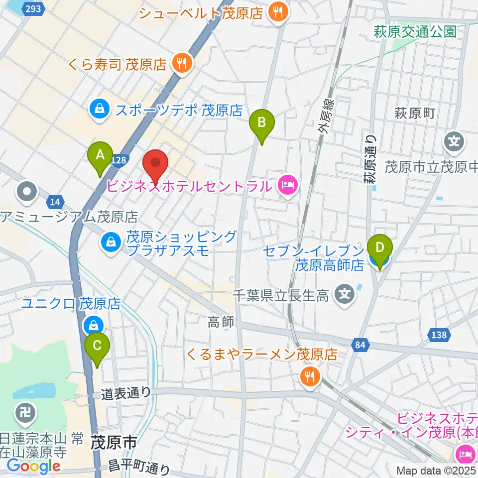 ユニスタイル茂原 ヤマハミュージック周辺のコンビニエンスストア一覧地図