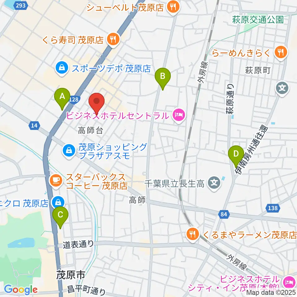 ユニスタイル茂原 ヤマハミュージック周辺のコンビニエンスストア一覧地図