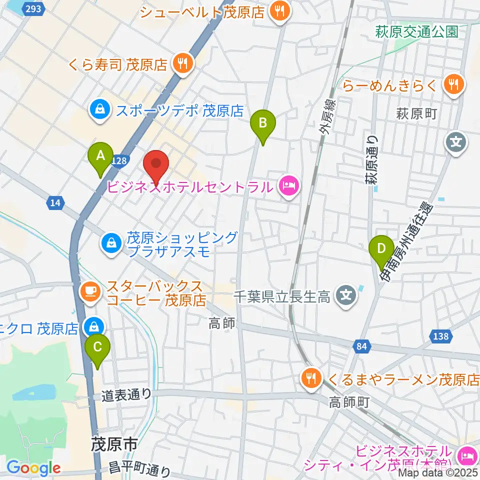 ユニスタイル茂原 ヤマハミュージック周辺のコンビニエンスストア一覧地図