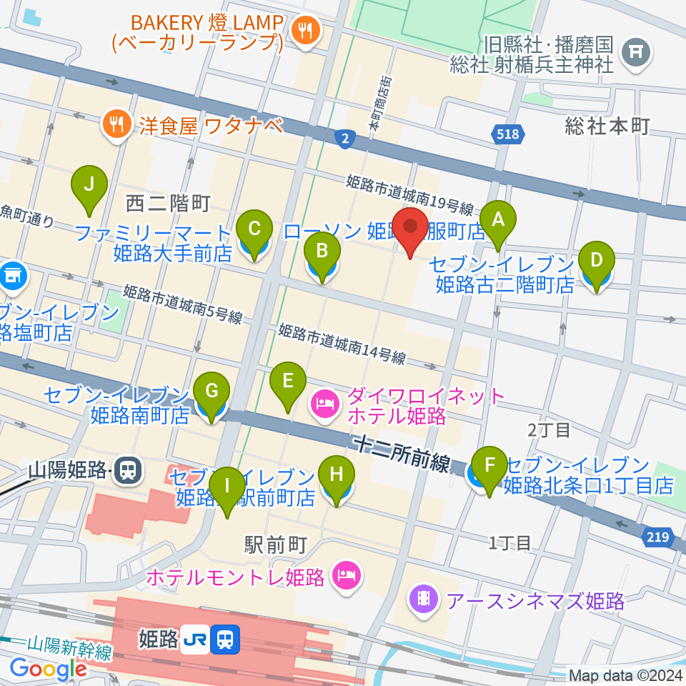 文化堂 姫路本店周辺のコンビニエンスストア一覧地図