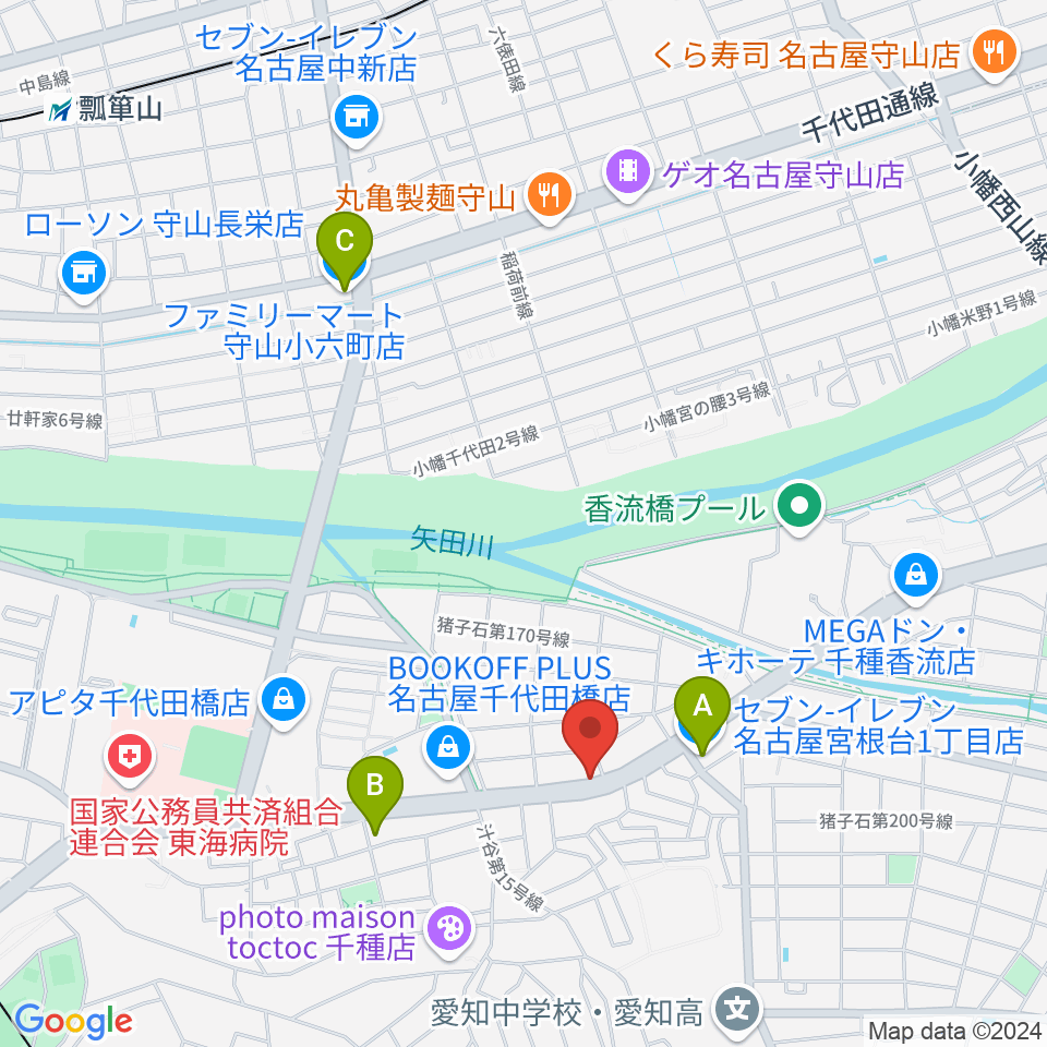 ギターショップ デュース周辺のコンビニエンスストア一覧地図