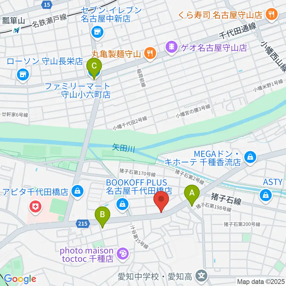 ギターショップ デュース周辺のコンビニエンスストア一覧地図