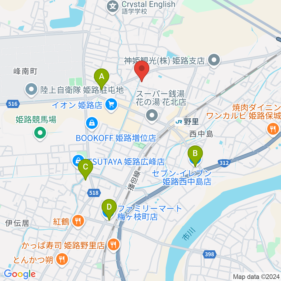 文化堂 北姫路センター周辺のコンビニエンスストア一覧地図