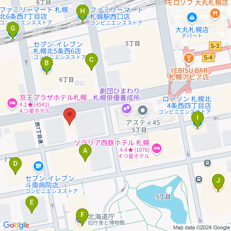 ヤマハミュージック 札幌店周辺のコンビニエンスストア一覧地図