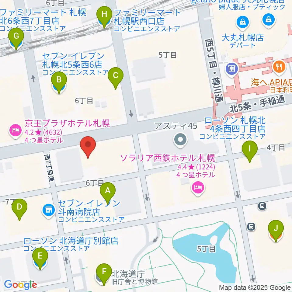 ヤマハミュージック 札幌店周辺のコンビニエンスストア一覧地図
