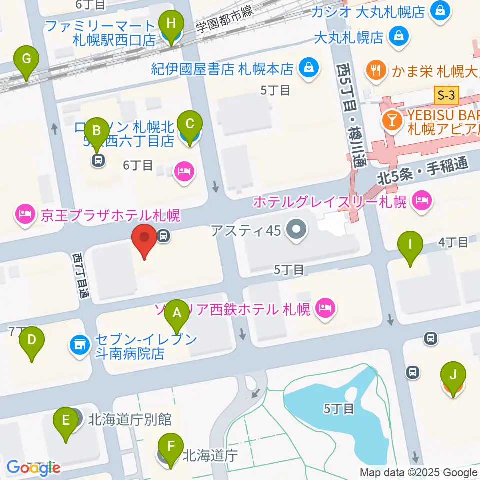 ヤマハミュージック 札幌店周辺のコンビニエンスストア一覧地図