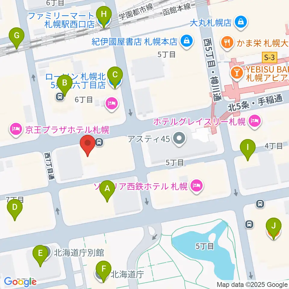 ヤマハミュージック 札幌店周辺のコンビニエンスストア一覧地図