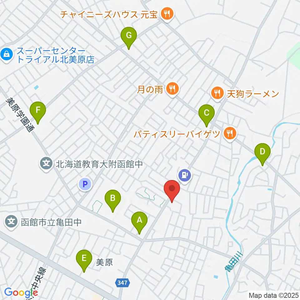 ヤマハミュージック 函館店周辺のコンビニエンスストア一覧地図