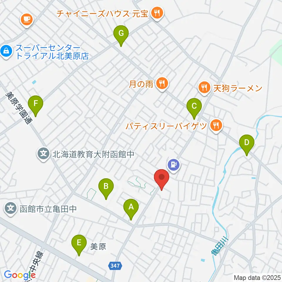 ヤマハミュージック 函館店周辺のコンビニエンスストア一覧地図