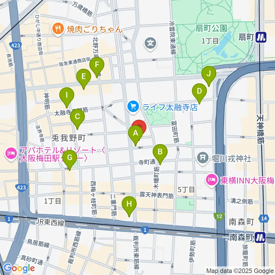 梅田ALWAYS周辺のコンビニエンスストア一覧地図