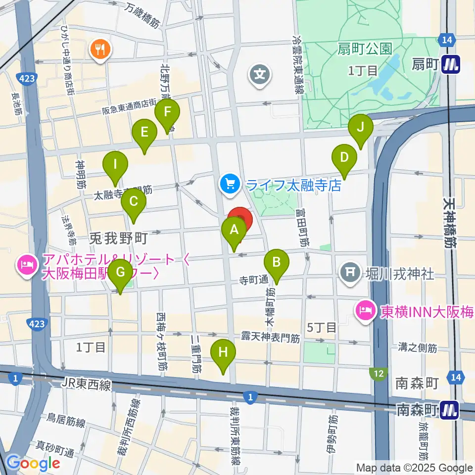 梅田ALWAYS周辺のコンビニエンスストア一覧地図