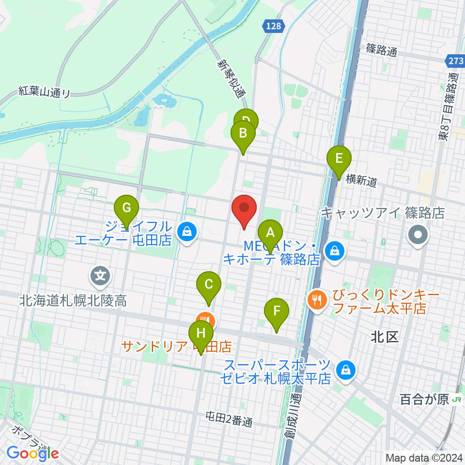 屯田センター ヤマハミュージック周辺のコンビニエンスストア一覧地図