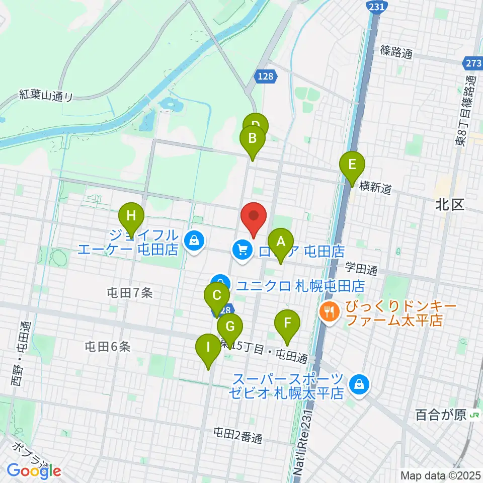 屯田センター ヤマハミュージック周辺のコンビニエンスストア一覧地図