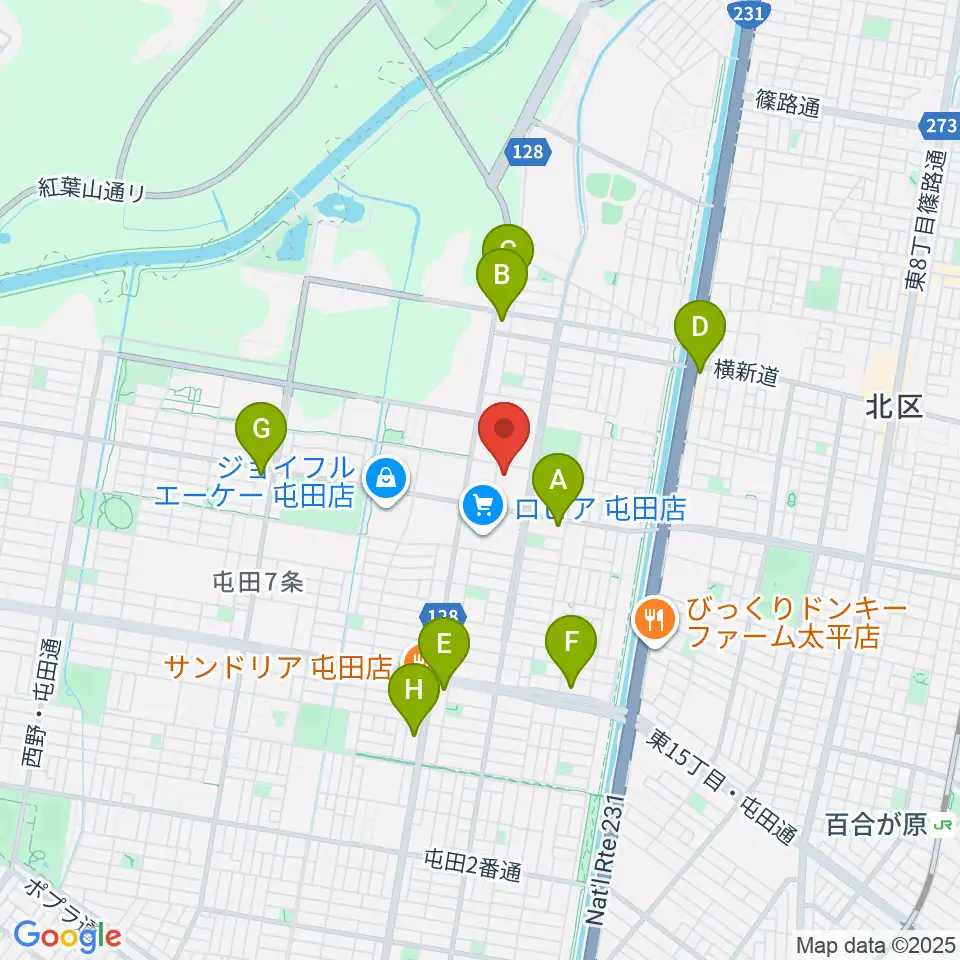 屯田センター ヤマハミュージック周辺のコンビニエンスストア一覧地図