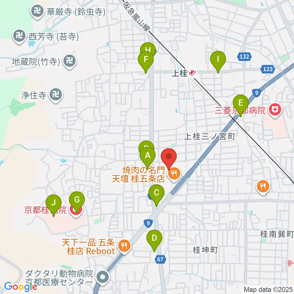 京都市西文化会館ウエスティ周辺のコンビニエンスストア一覧地図