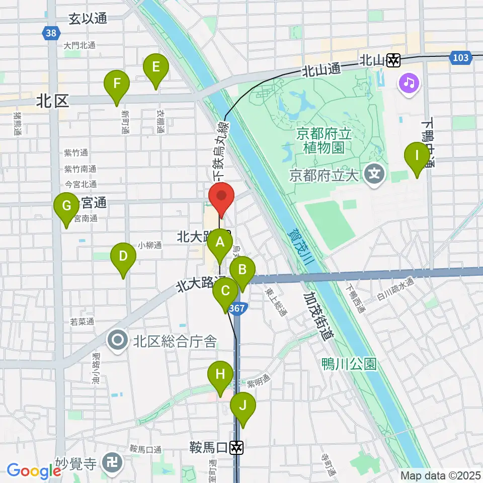 京都市北文化会館周辺のコンビニエンスストア一覧地図
