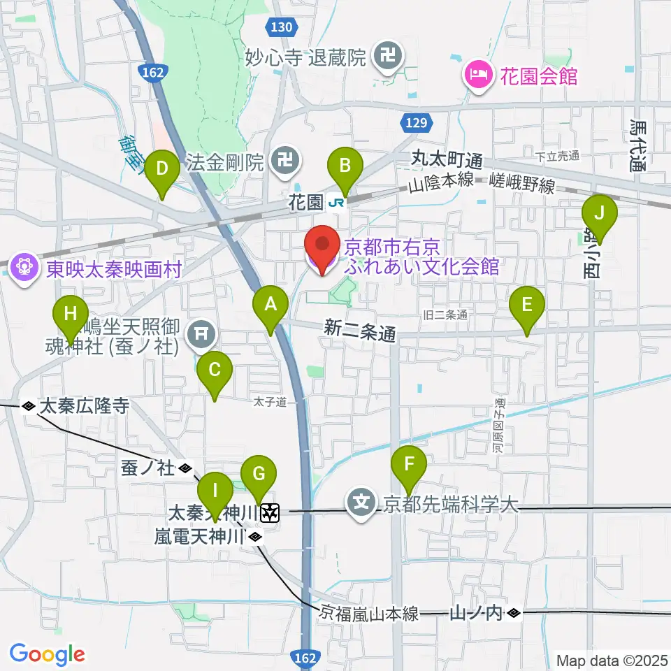 京都市右京ふれあい文化会館周辺のコンビニエンスストア一覧地図