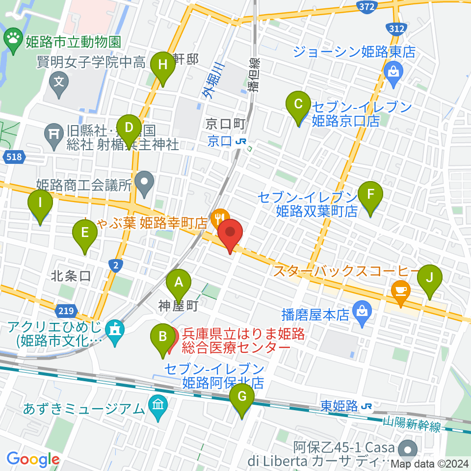 やぎ楽器 姫路店周辺のコンビニエンスストア一覧地図