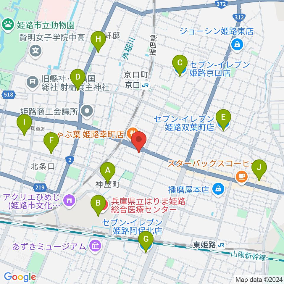 やぎ楽器 姫路店周辺のコンビニエンスストア一覧地図