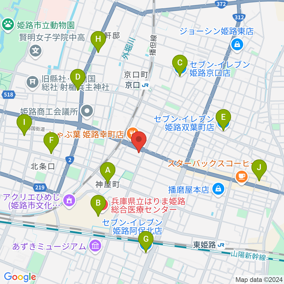 やぎ楽器 姫路店周辺のコンビニエンスストア一覧地図