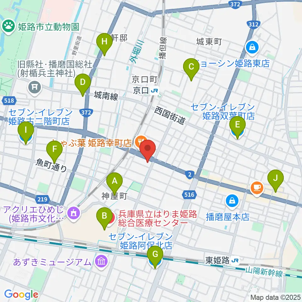 やぎ楽器 姫路店周辺のコンビニエンスストア一覧地図