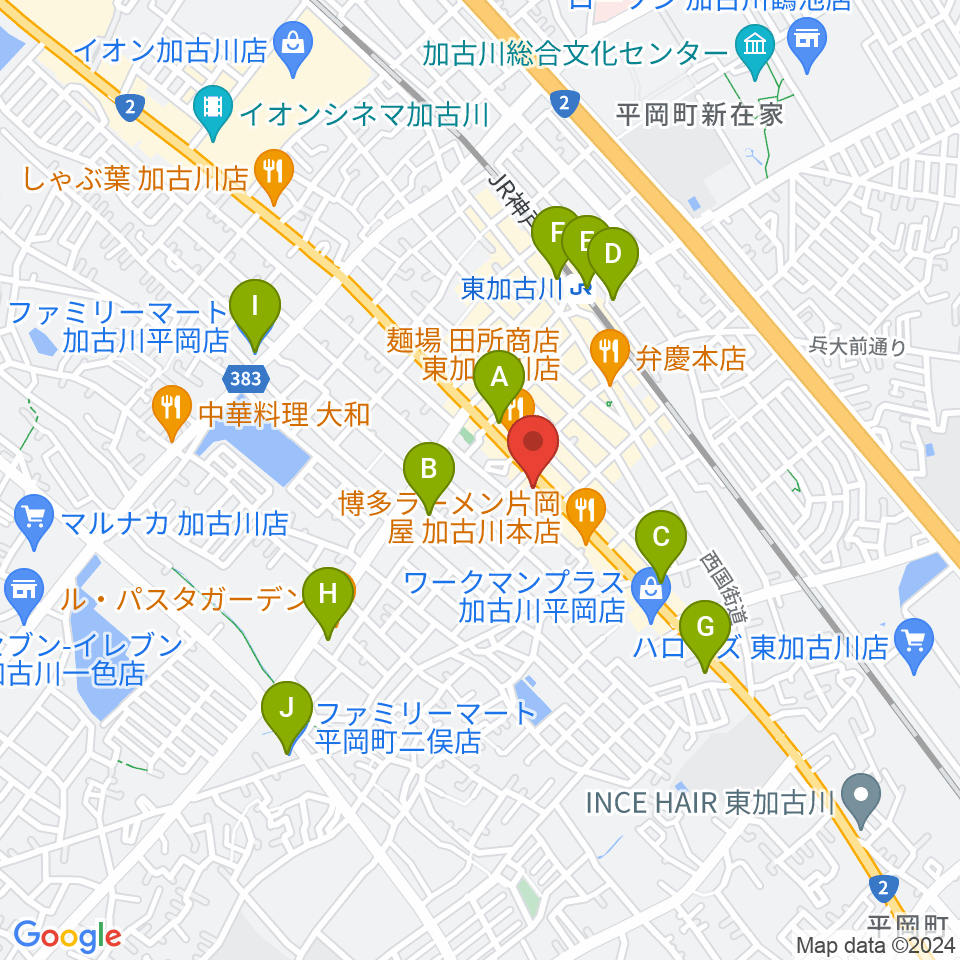 やぎ楽器 東加古川店周辺のコンビニエンスストア一覧地図