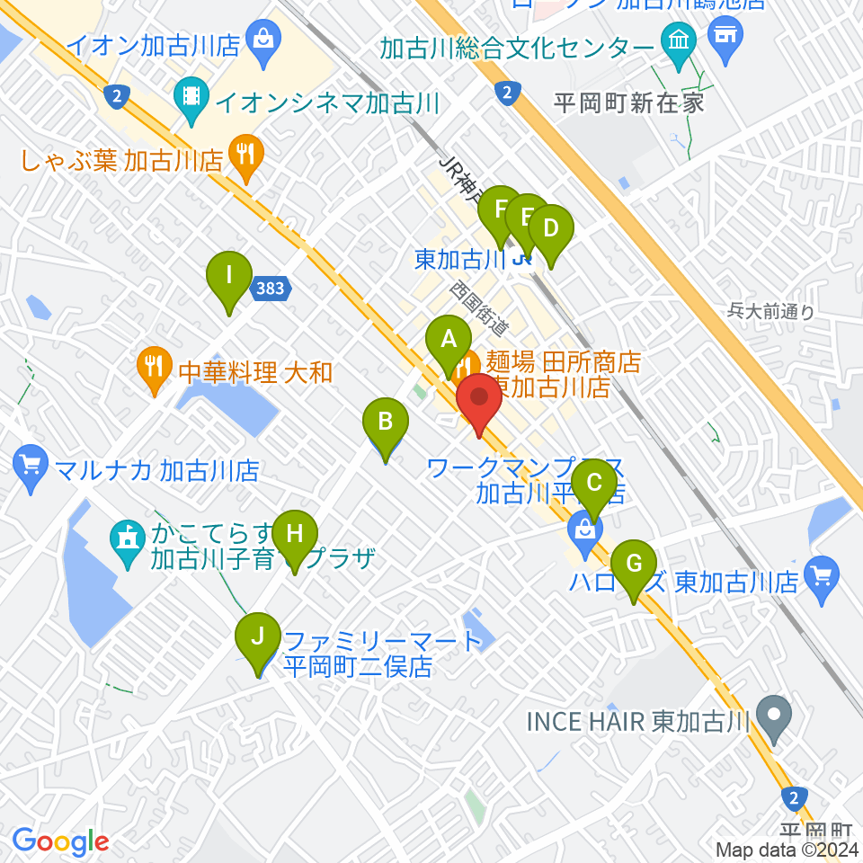 やぎ楽器 東加古川店周辺のコンビニエンスストア一覧地図