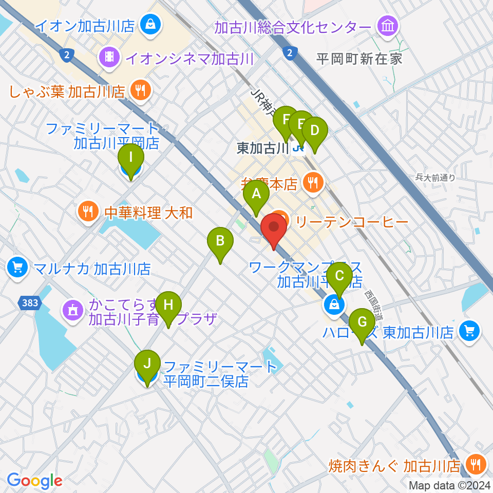 やぎ楽器 東加古川店周辺のコンビニエンスストア一覧地図