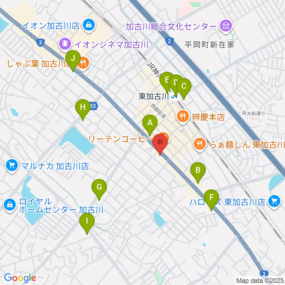やぎ楽器 東加古川店周辺のコンビニエンスストア一覧地図
