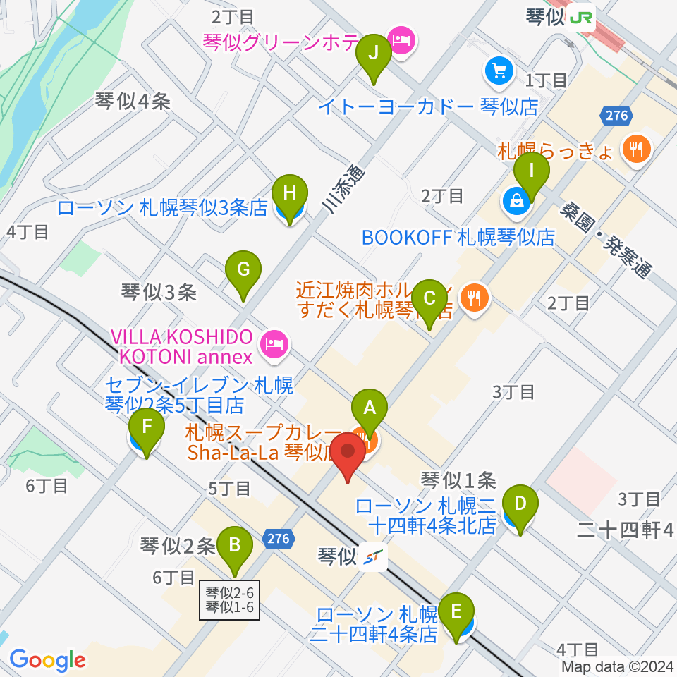 琴似センター ヤマハミュージック周辺のコンビニエンスストア一覧地図