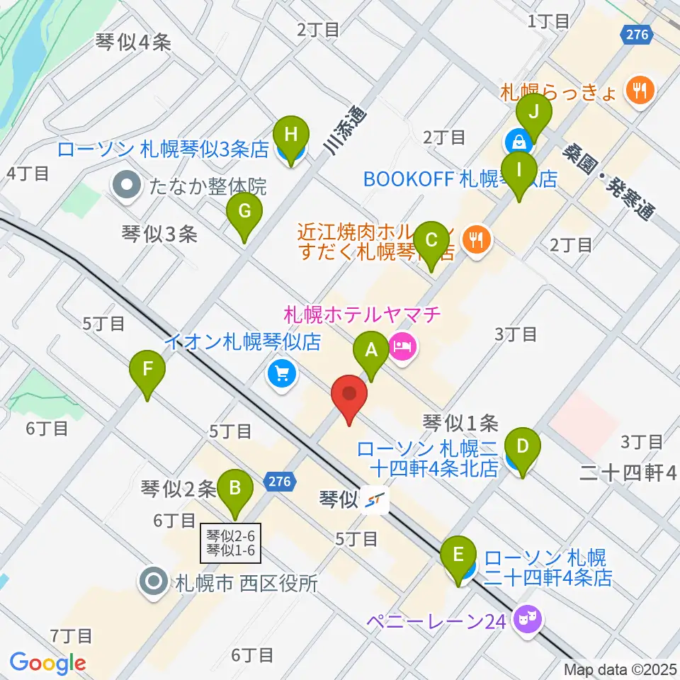 琴似センター ヤマハミュージック周辺のコンビニエンスストア一覧地図