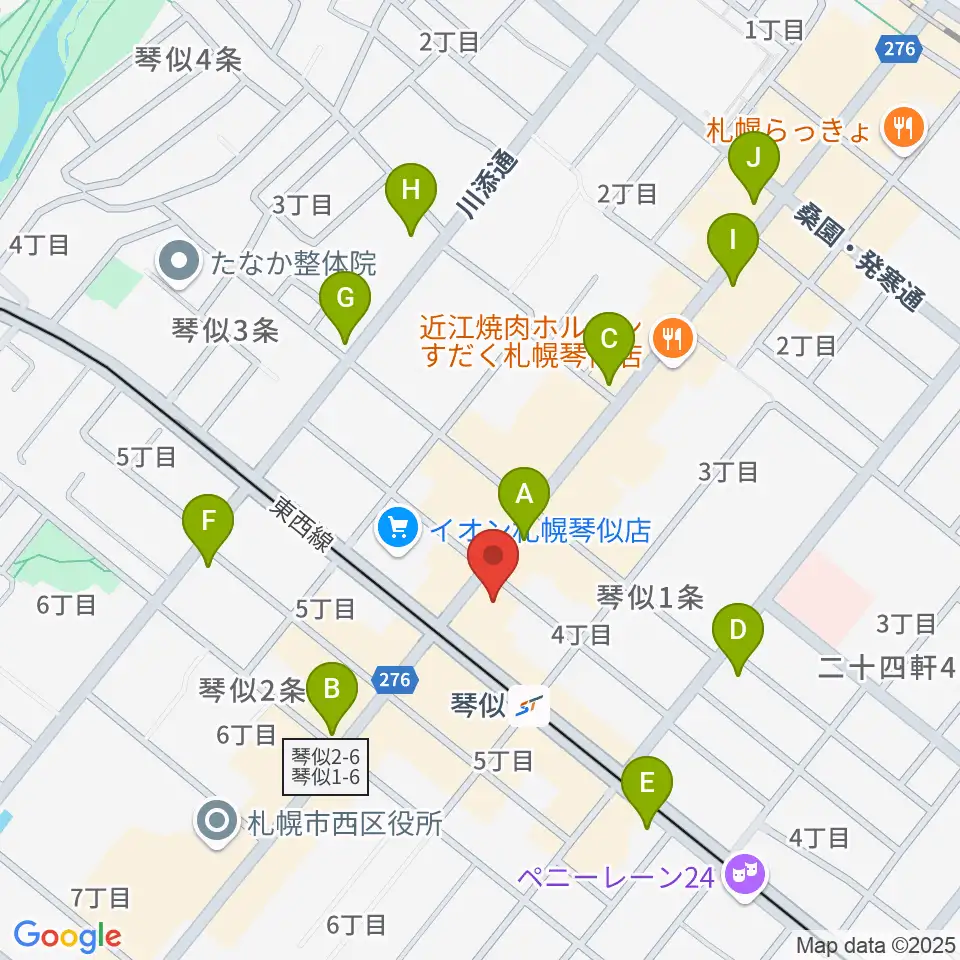 琴似センター ヤマハミュージック周辺のコンビニエンスストア一覧地図