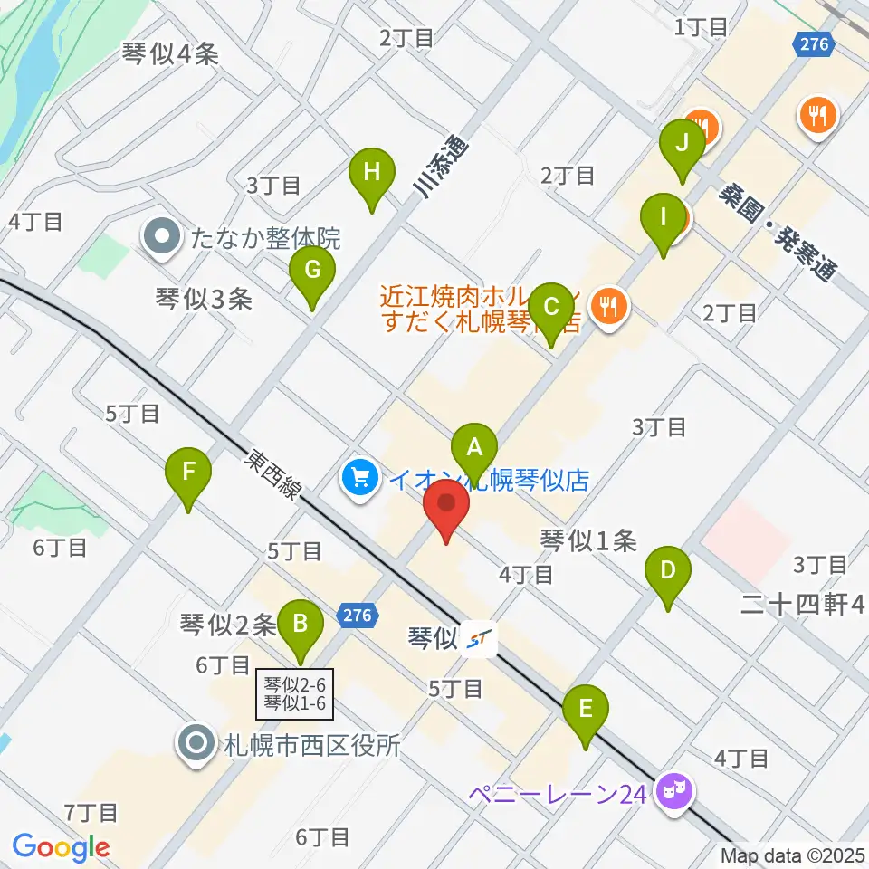 琴似センター ヤマハミュージック周辺のコンビニエンスストア一覧地図