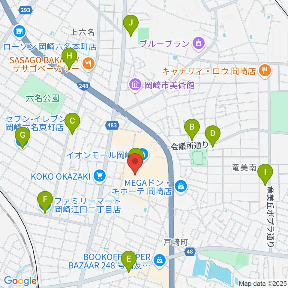 島村楽器イオンモール岡崎店周辺のコンビニエンスストア一覧地図